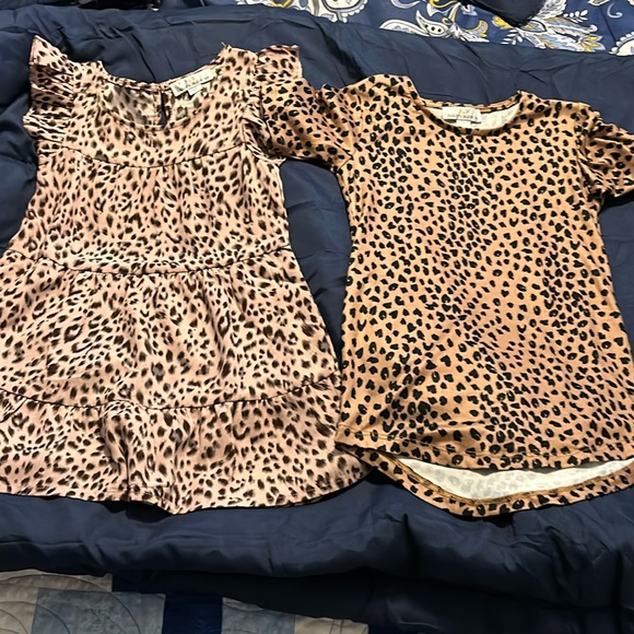 NWOT-  Set of two animal print toddler girl dresses- Mauve and brown - Picture 1 of 6